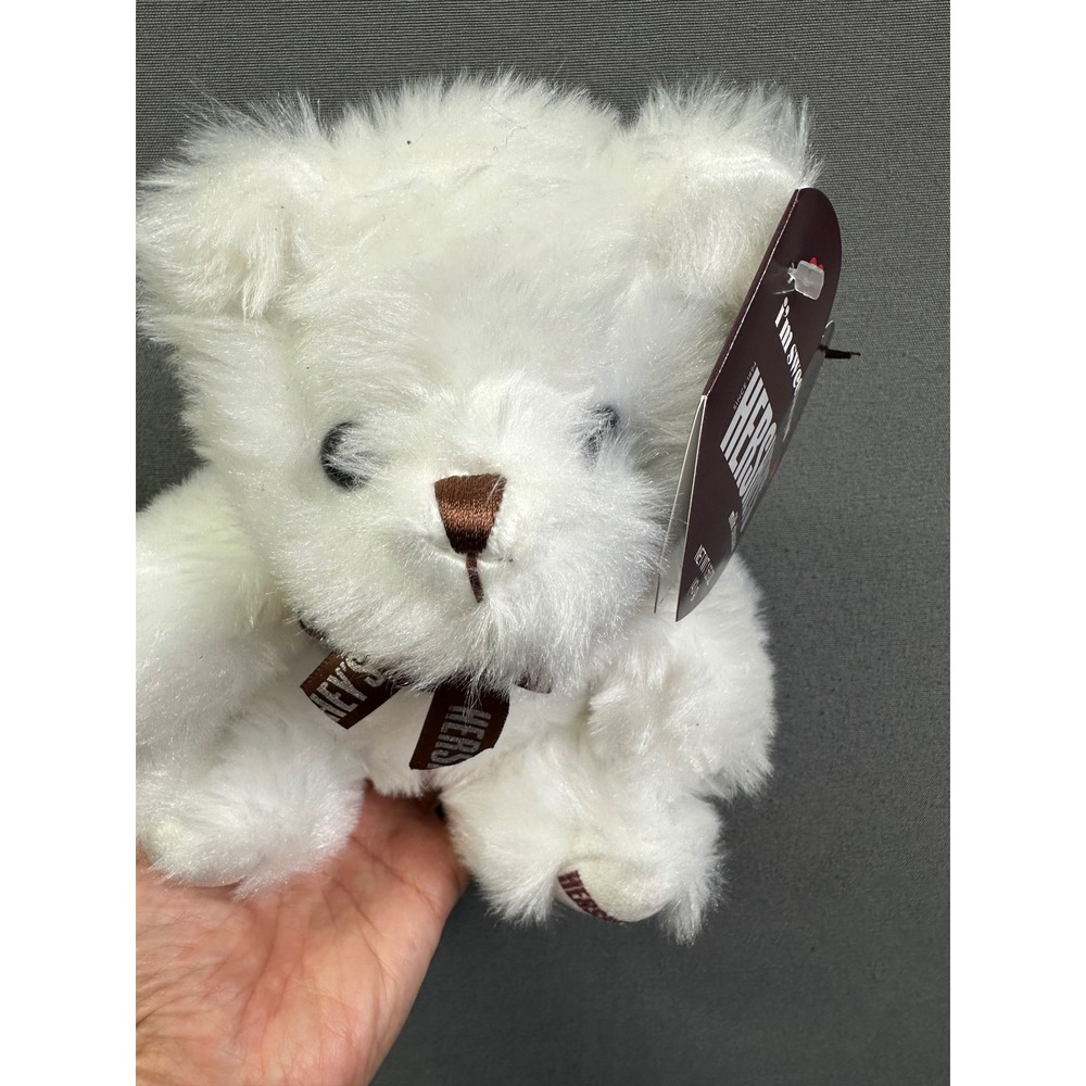 Hershey's Galerie White Plush Teddy Bear Small Stuffed Animal Brown Ribbon NWT